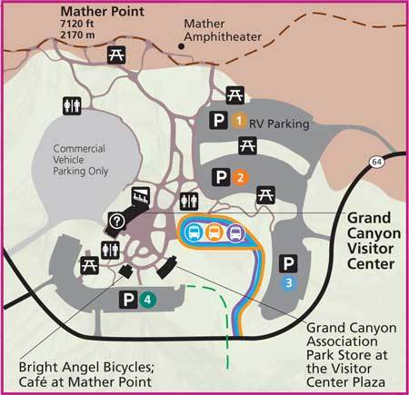 grand canyon visitor center parking map from Tumbleweed Travel