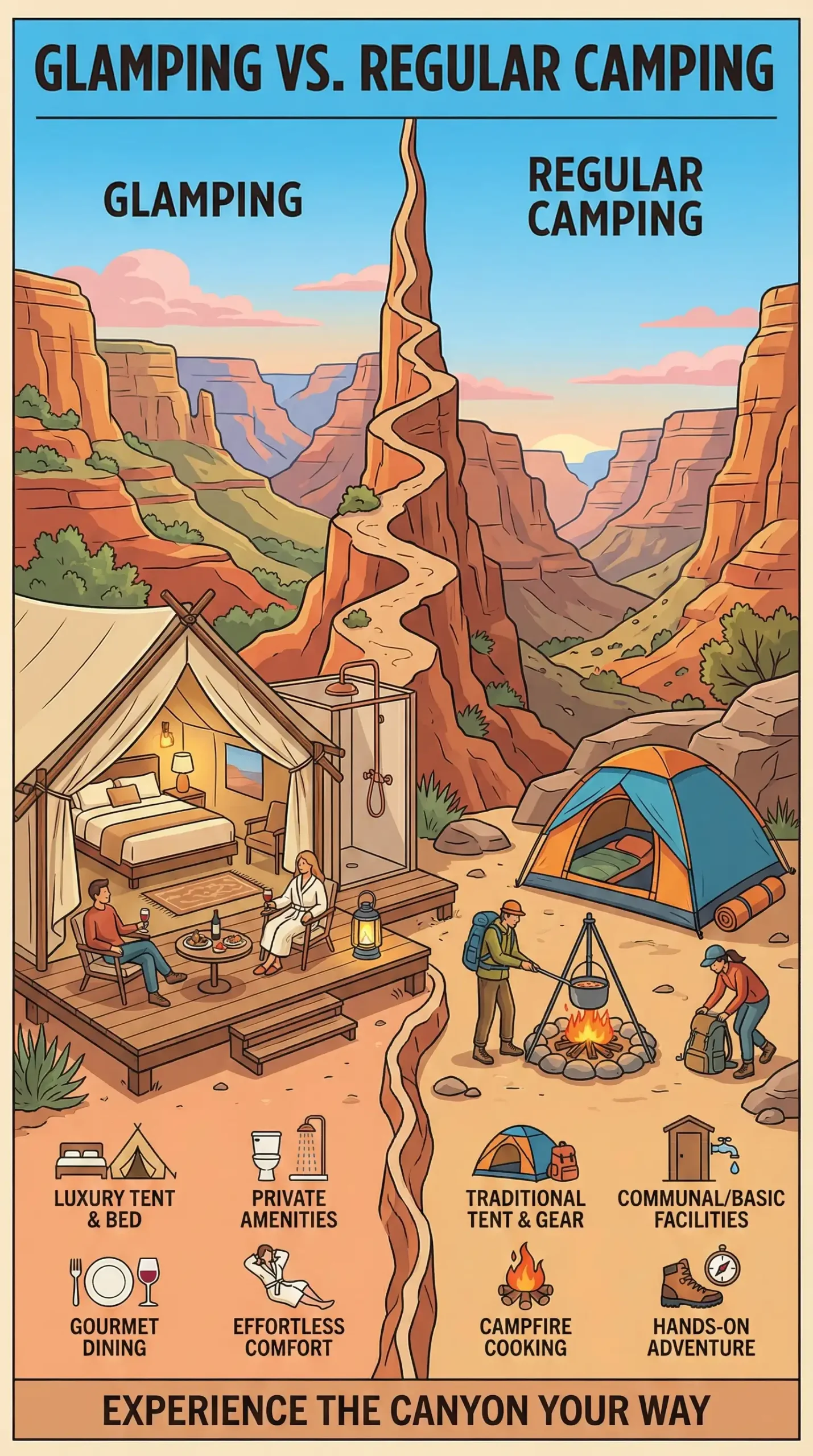 Glamping vs camping infographic